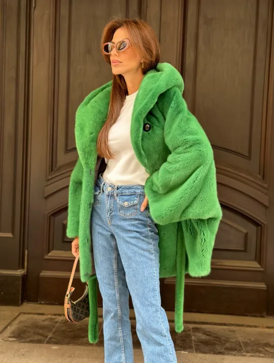 Шуба норковая с капюшоном 100524 - фото 2