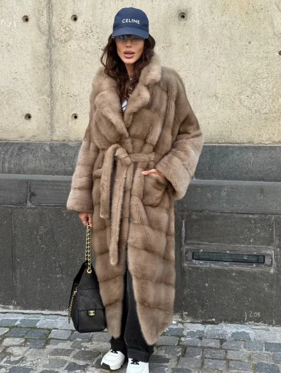 Шуба норковая - цвет пастель - фото 5