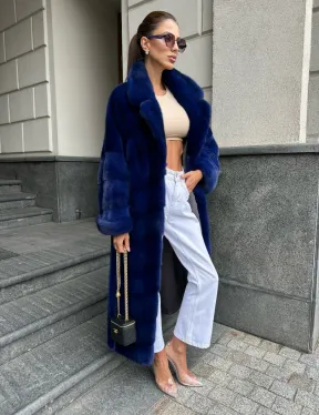 Норковая шуба - цвет электрик - фото 7