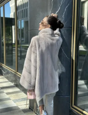 Норковая шуба в цвете нюд - фото 9