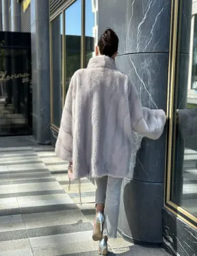 Норковая шуба в цвете нюд - фото 10