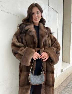 Норковая шуба NAFA соболиного натурального цвета - фото 0