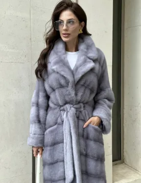 Пальто из голубой норки - фото 1